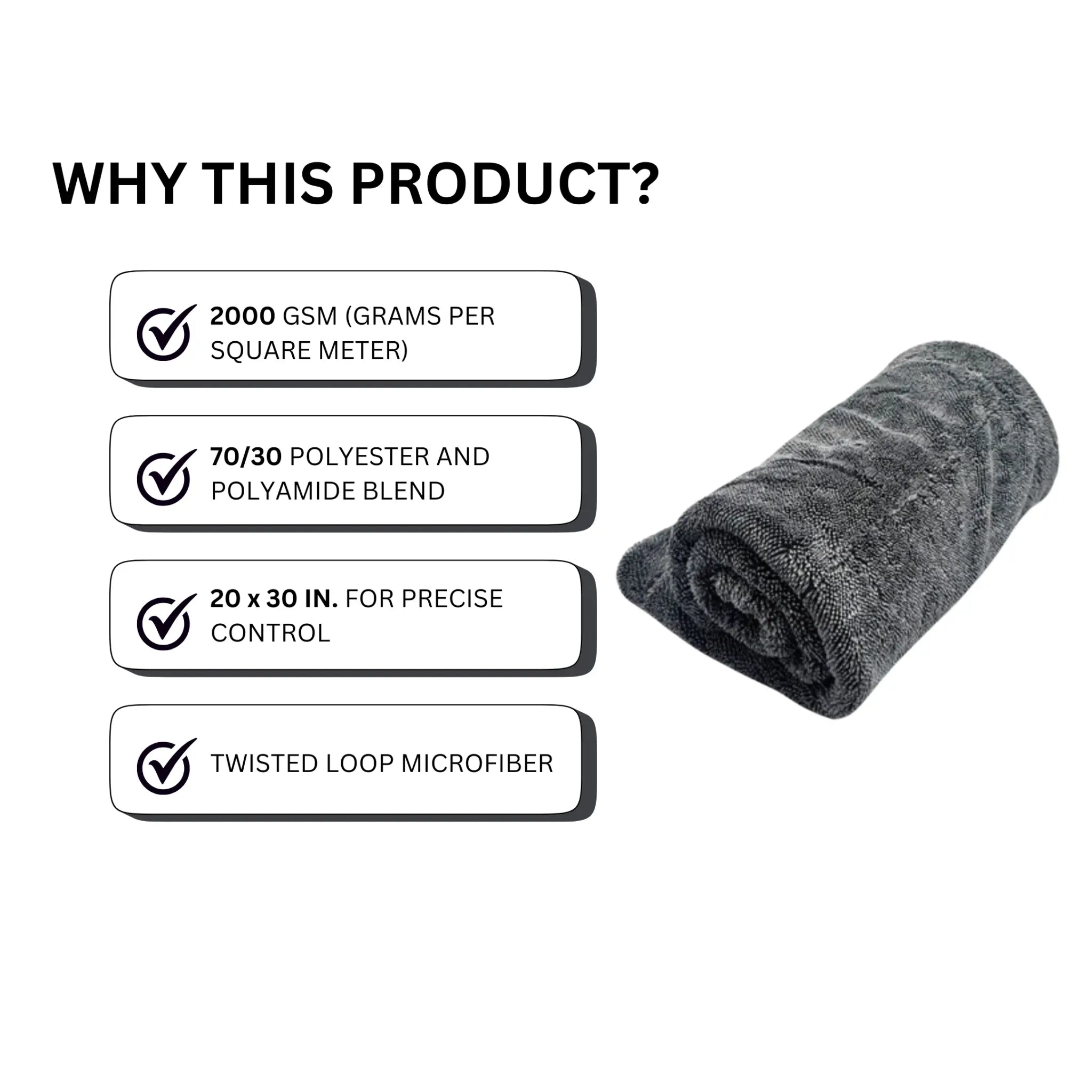 ABSORBX - TWISTED LOOP MICROFIBER DRYING TOWEL - 2000 GSM - Top Secret Automotive