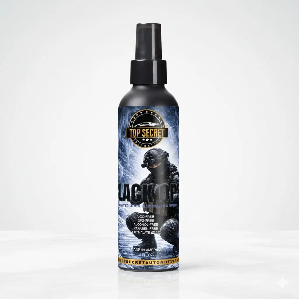 Top Secret car care product bottle on a white background