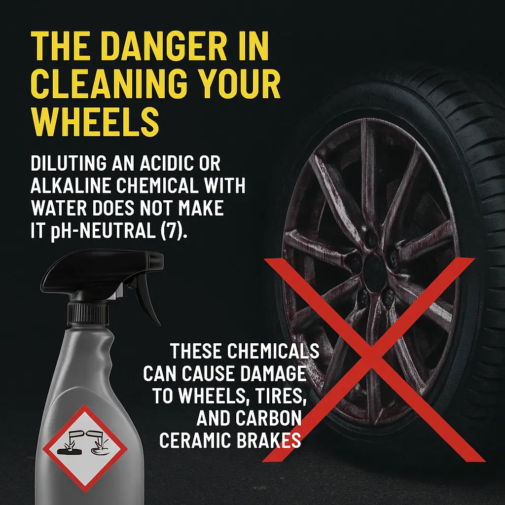 image of bottle with harsh chemical and wheel with chemical