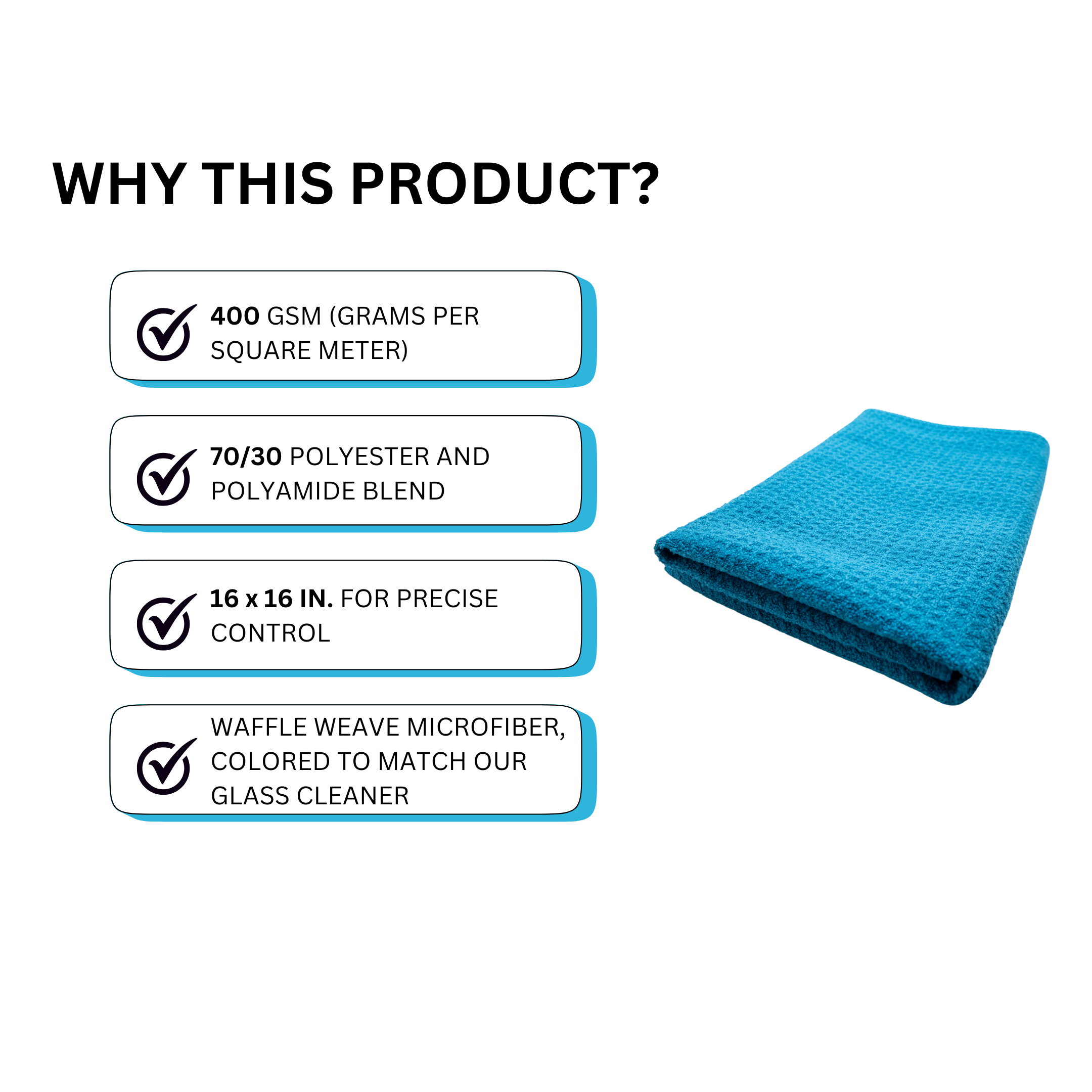WAFFLE WEAVE GLASS TOWEL - 400 GSM